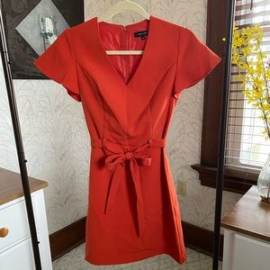 Orange tie waist dress